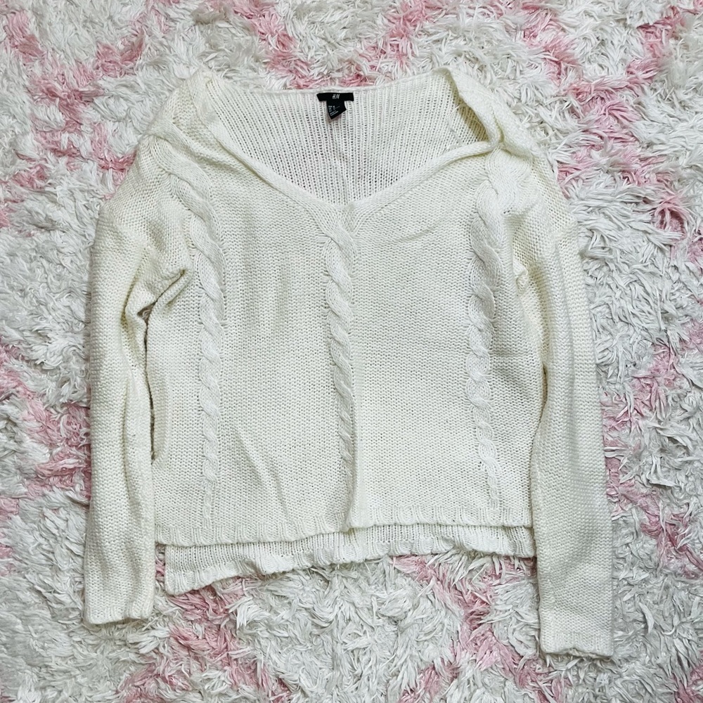 Crochet high low white sweater
